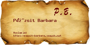Pázsit Barbara névjegykártya