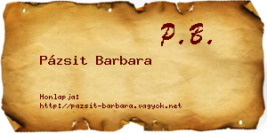 Pázsit Barbara névjegykártya